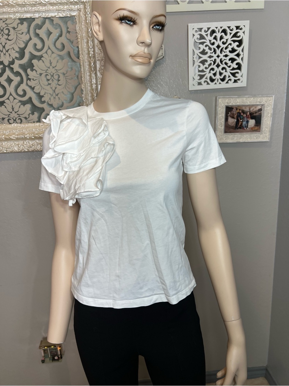 Ted Baker White Ruffle Shoulder Short Sleeve Top - Picture 5 of 11